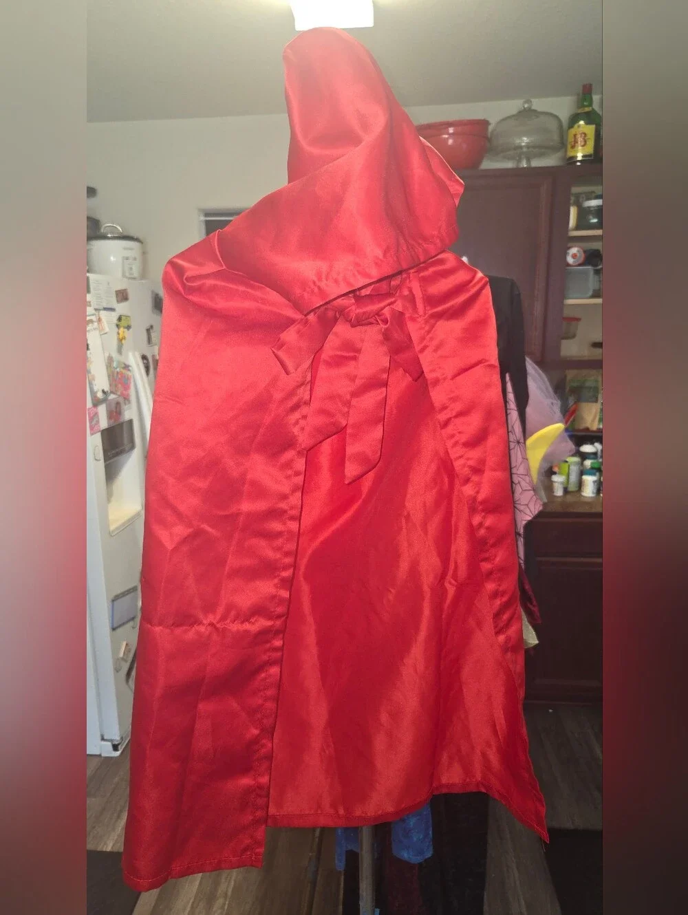 Red satin hooded cape small child #costume #party #festival